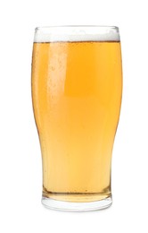 Photo of Glass of light beer isolated on white