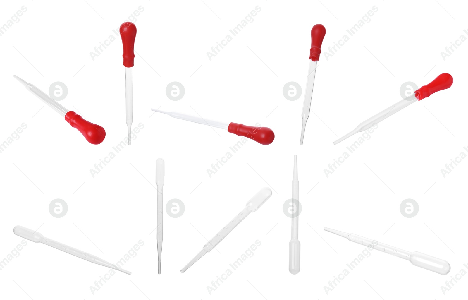 Image of Pipettes isolated on white, set. Medical equipment