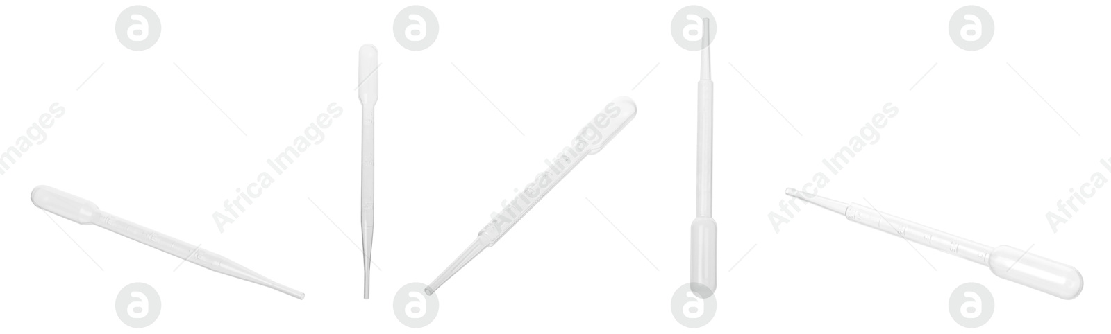 Image of Pipettes isolated on white, set. Medical equipment