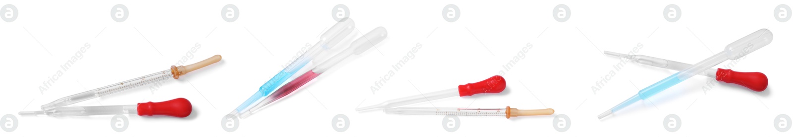 Image of Pipettes isolated on white, set. Medical equipment