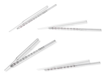 Image of Pipettes isolated on white, set. Medical equipment