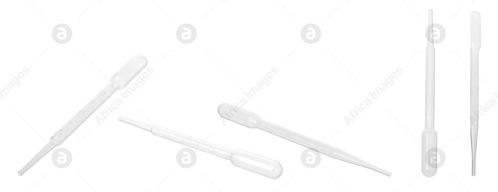 Image of Pipettes isolated on white, set. Medical equipment