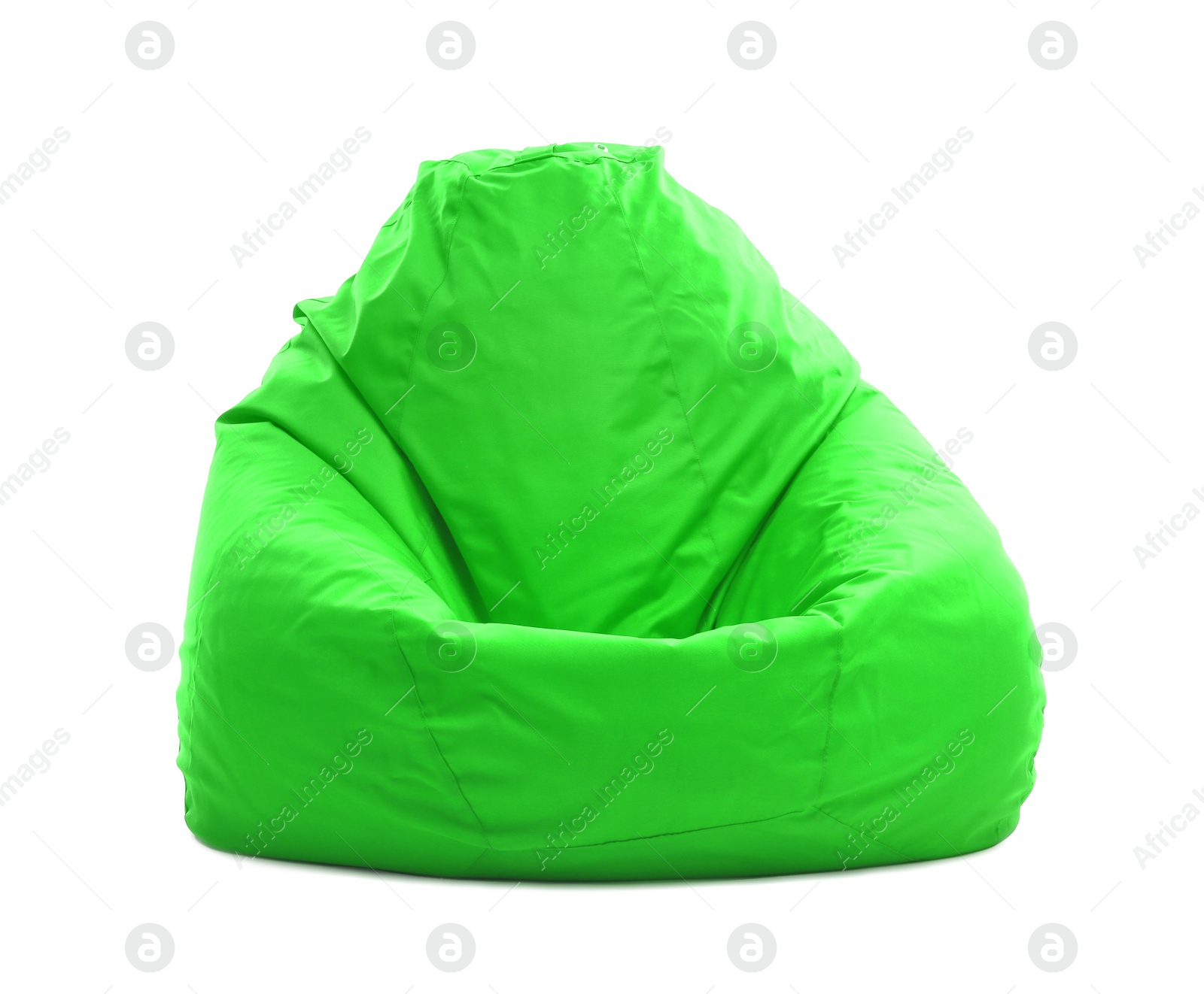 Image of One green bean bag chair isolated on white