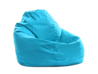 Image of One light blue bean bag chair isolated on white