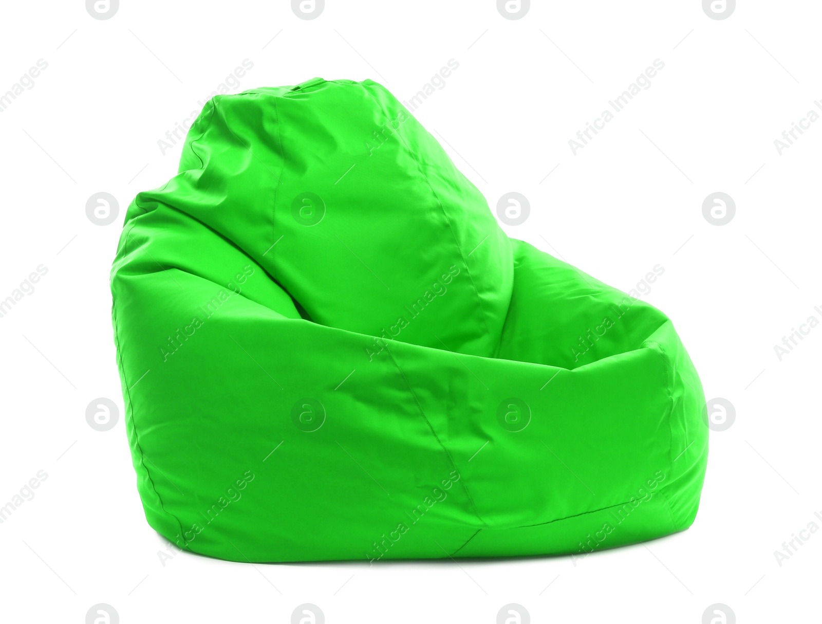 Image of One green bean bag chair isolated on white