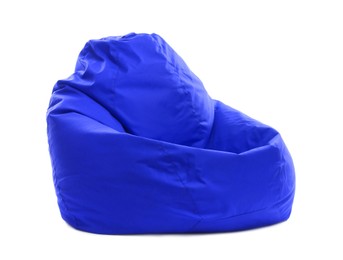 Image of One blue bean bag chair isolated on white