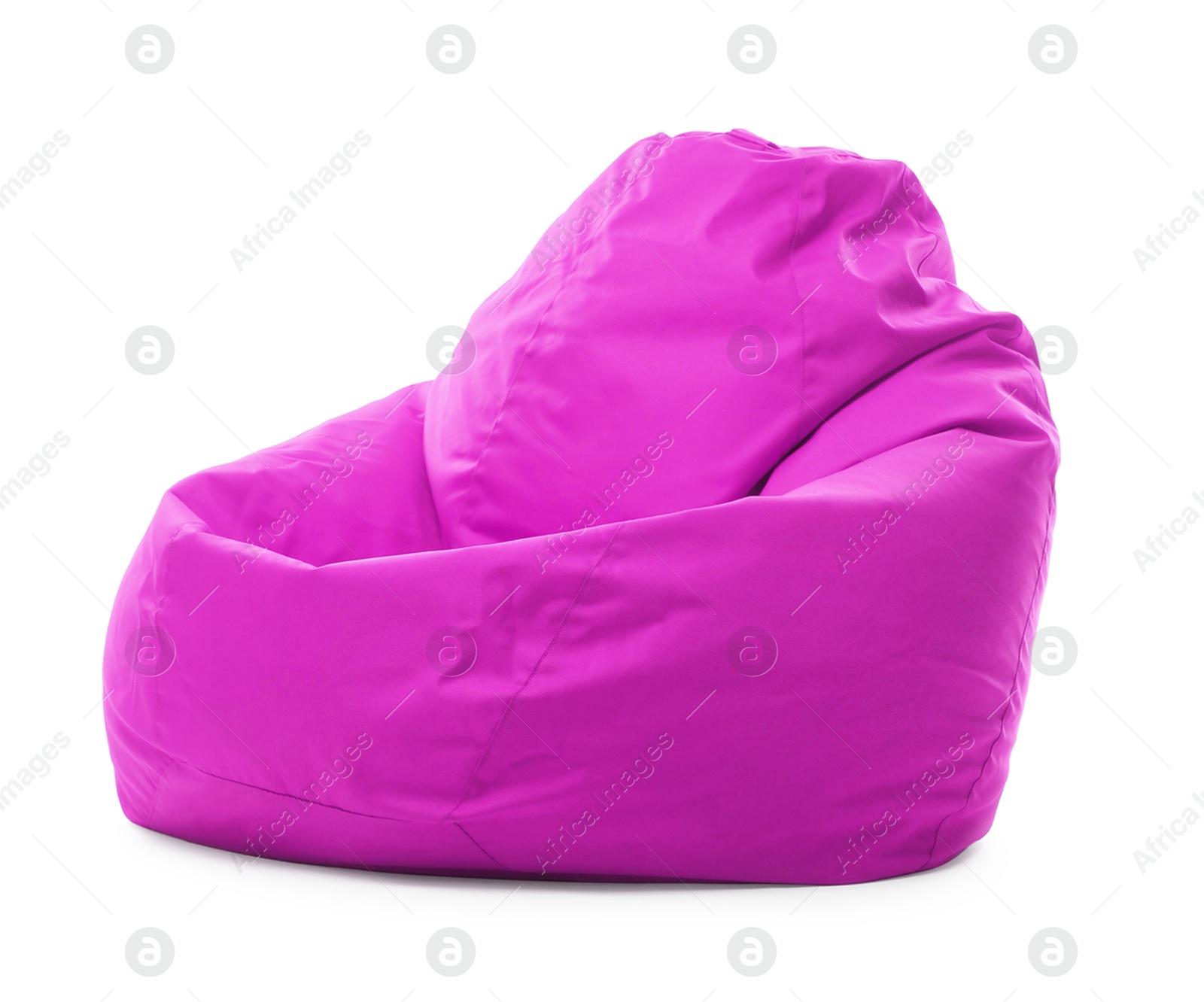 Image of One magenta bean bag chair isolated on white