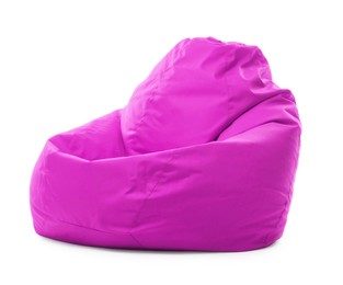 One magenta bean bag chair isolated on white