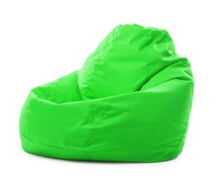 Image of One green bean bag chair isolated on white