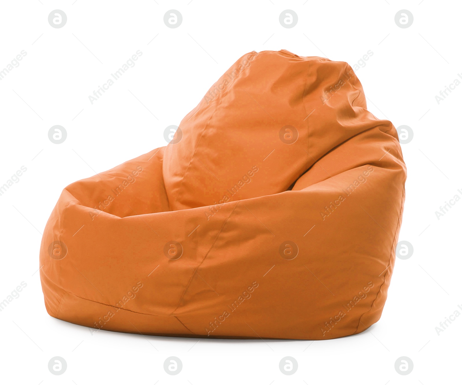 Image of One orange bean bag chair isolated on white