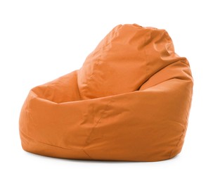 Image of One orange bean bag chair isolated on white