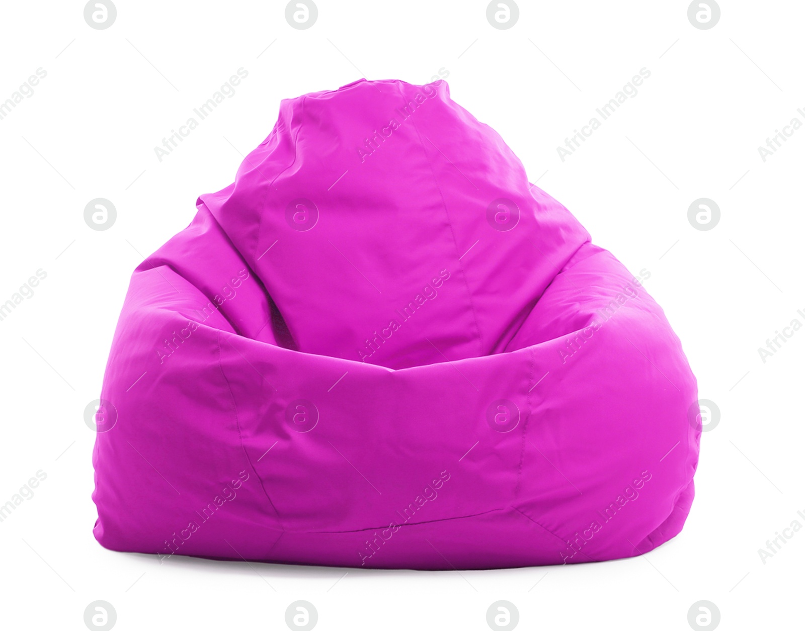 Image of One magenta bean bag chair isolated on white