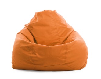 Image of One orange bean bag chair isolated on white