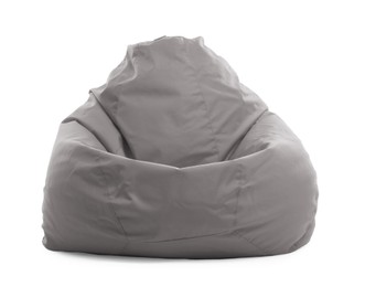 Image of One grey bean bag chair isolated on white