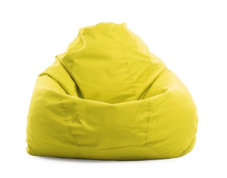 Image of One yellow bean bag chair isolated on white