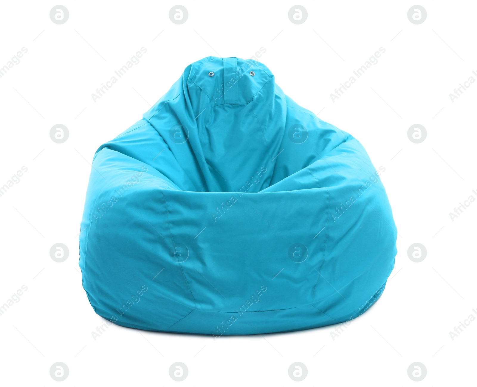 Image of One light blue bean bag chair isolated on white