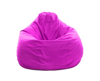 One magenta bean bag chair isolated on white