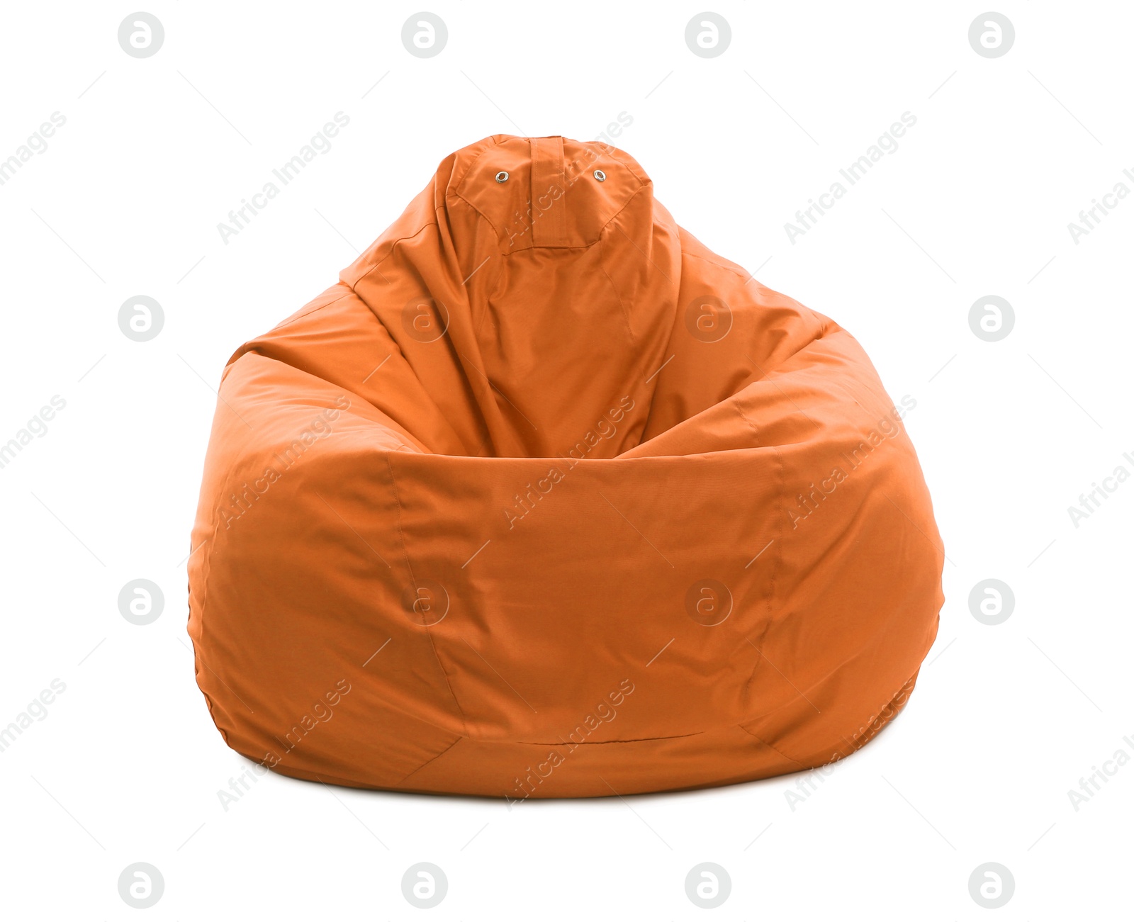 Image of One orange bean bag chair isolated on white