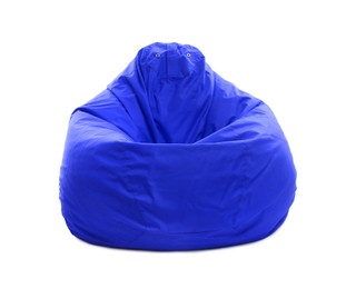 Image of One blue bean bag chair isolated on white