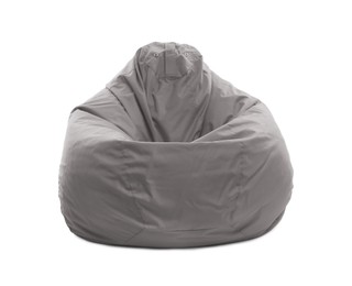 Image of One grey bean bag chair isolated on white