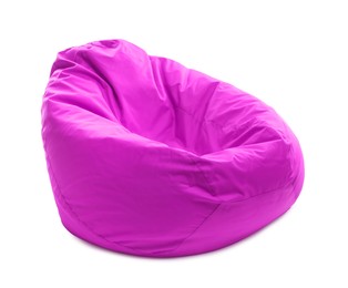 One magenta bean bag chair isolated on white