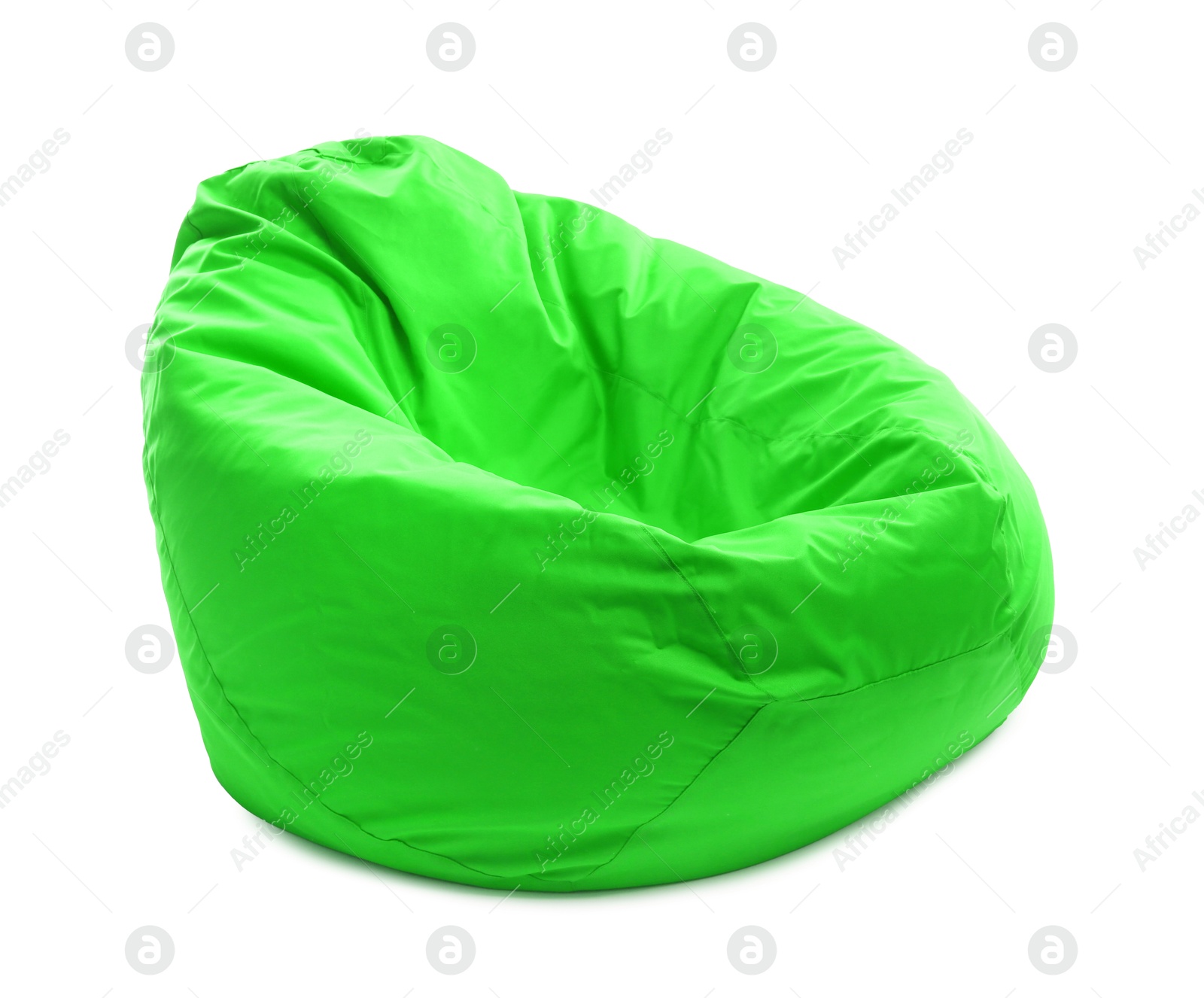 Image of One green bean bag chair isolated on white