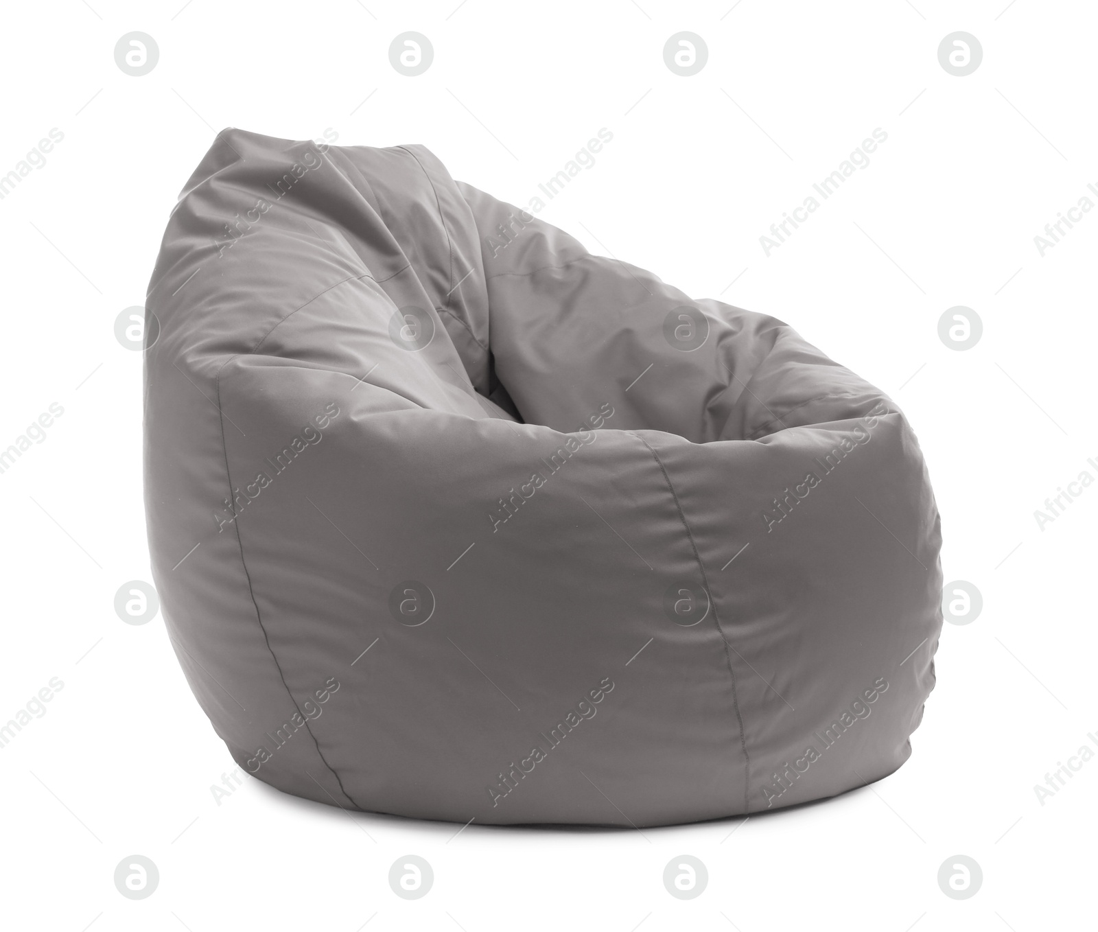 Image of One grey bean bag chair isolated on white