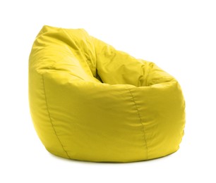 Image of One yellow bean bag chair isolated on white