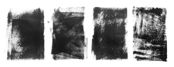 Abstract black ink paintings isolated on white, set