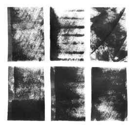 Abstract black ink paintings isolated on white, set