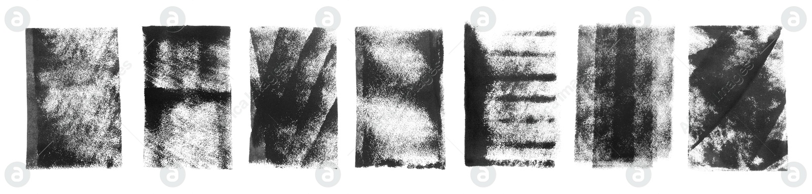 Image of Abstract black ink paintings isolated on white, set