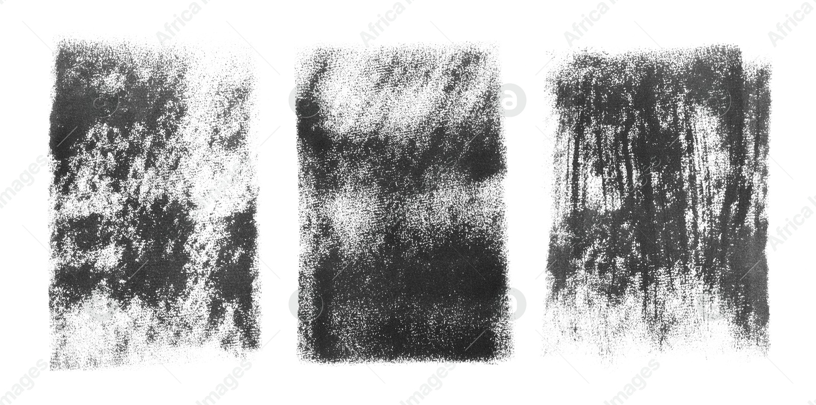 Image of Abstract black ink paintings isolated on white, set