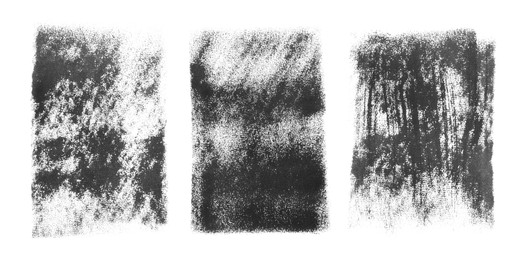 Image of Abstract black ink paintings isolated on white, set