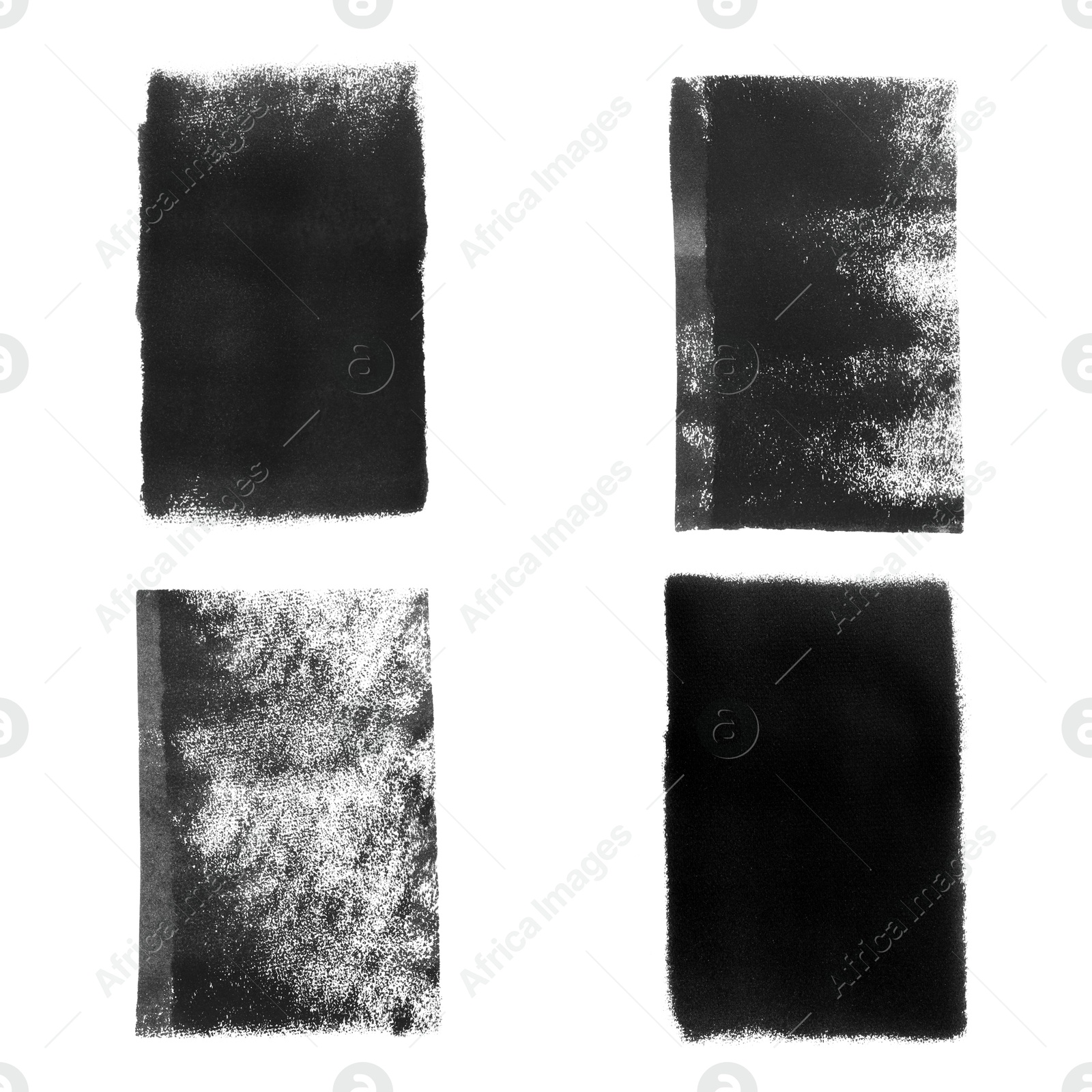 Image of Abstract black ink paintings isolated on white, set