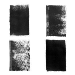 Abstract black ink paintings isolated on white, set