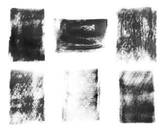 Image of Abstract black ink paintings isolated on white, set