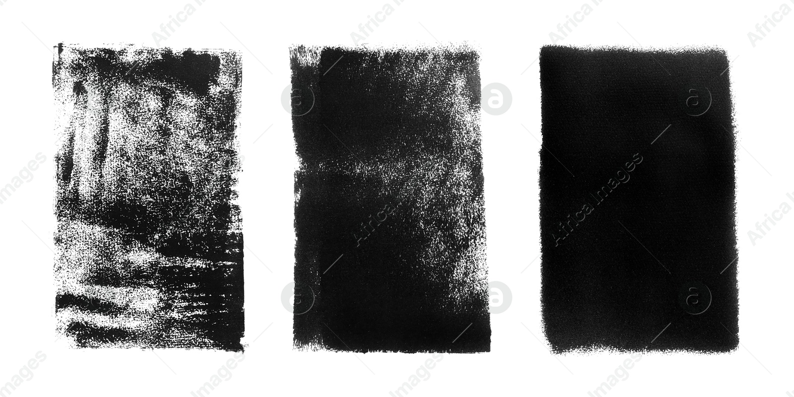 Image of Abstract black ink paintings isolated on white, set