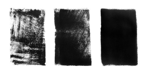 Abstract black ink paintings isolated on white, set