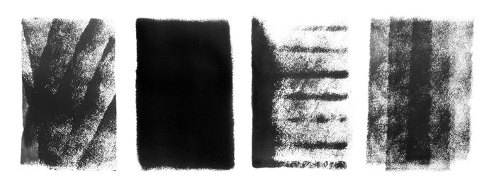 Abstract black ink paintings isolated on white, set