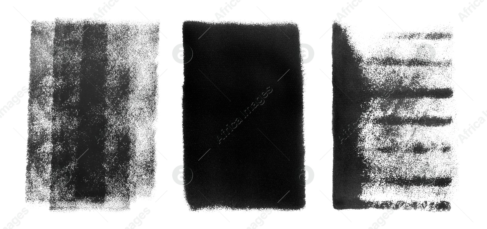 Image of Abstract black ink paintings isolated on white, set