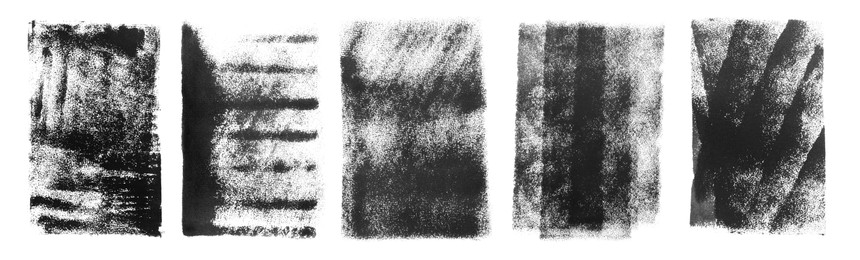 Abstract black ink paintings isolated on white, set