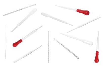 Image of Pipettes isolated on white, set. Medical equipment