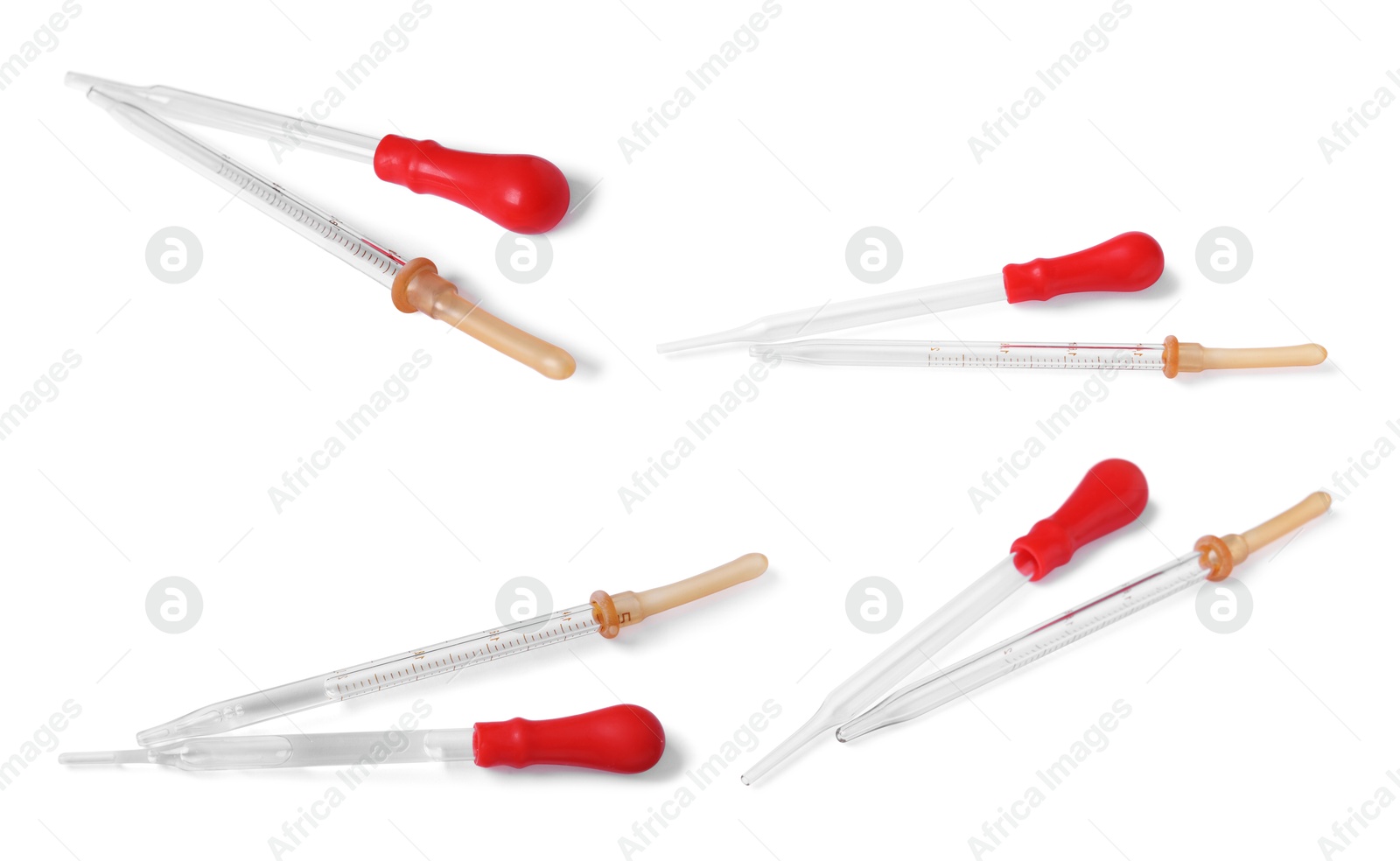 Image of Pipettes isolated on white, set. Medical equipment