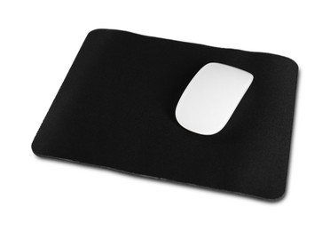 Photo of Wireless mouse and mousepad isolated on white