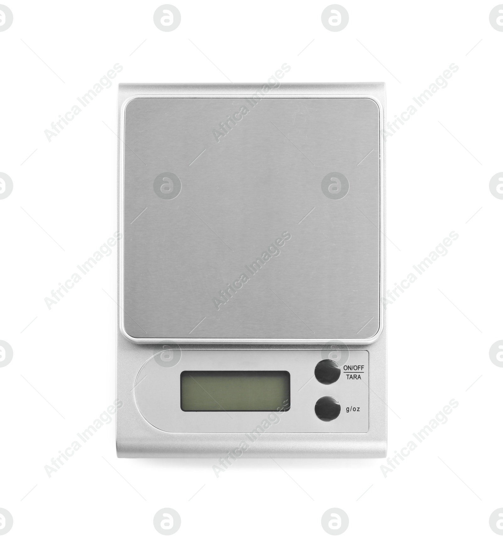 Photo of One metal kitchen scale isolated on white, top view