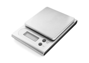 One metal kitchen scale isolated on white