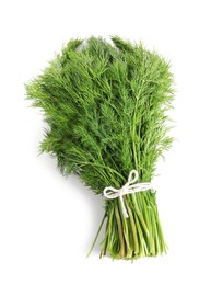 Photo of Bunch of fresh green dill isolated on white, top view