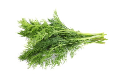 Photo of Sprigs of fresh green dill isolated on white