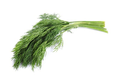 Photo of Sprigs of fresh green dill isolated on white