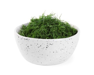 Photo of Fresh green dill in bowl isolated on white